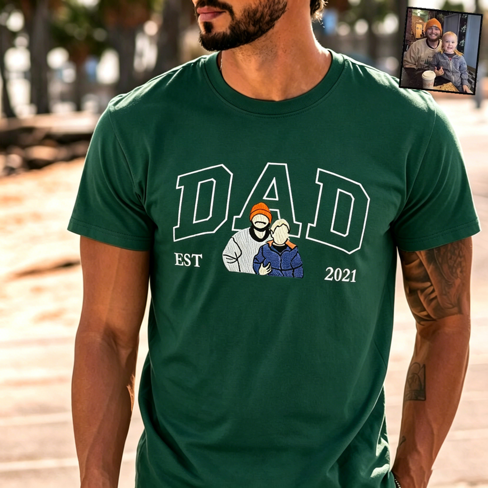 Custom Embroidered Dad Sweatshirt with Photo,Gift for Dad from Mom