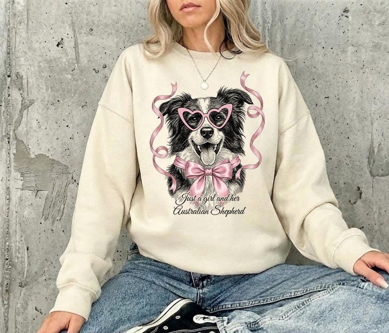 Custom Pet Portrait Coquette Dog Shirt with  Bow and Heart Glasses, Just a Girl and Her Dog Lover Gift