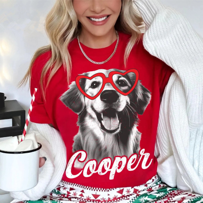 Custom Photo Dog Valentine Shirt, Dog Mom Dog Dad Tee, Valentine Sweatshirt