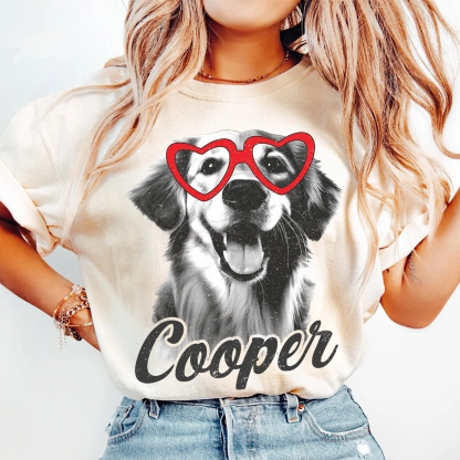 Custom Photo Dog Valentine Shirt, Dog Mom Dog Dad Tee, Valentine Sweatshirt