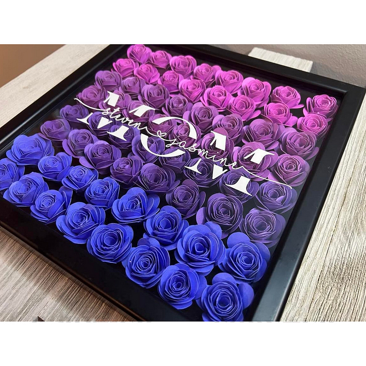 Personalized Mum Flower Shadow Box With Kids Name