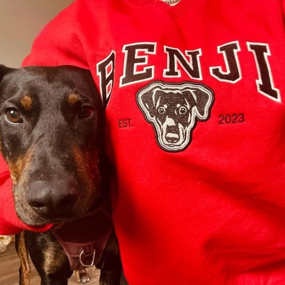 PetFiestas® Custom Pet Varsity Style Embroidered Sweatshirt Hoodie T-shirt