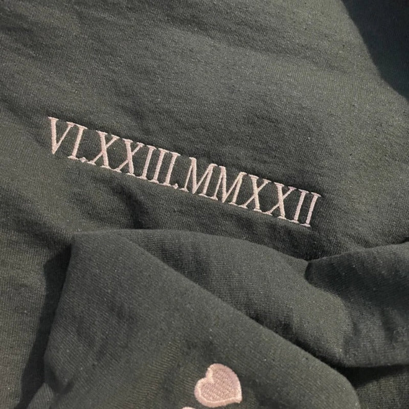 Custom Embroidered Roman Numeral Custom Roman numeral sweatshirt