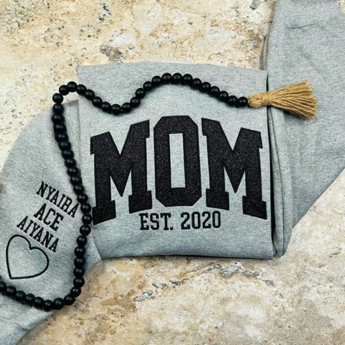 Custom Embroidered Applique Glitter Mama Sweatshirt - Gift for Mom