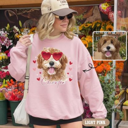 Custom Watercolor Style Pet Photo Valentine's Sweatshirt Hoodie T-shirt