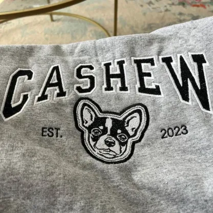 Custom Embroidered Sweatshirt With Pet Portrait and Name