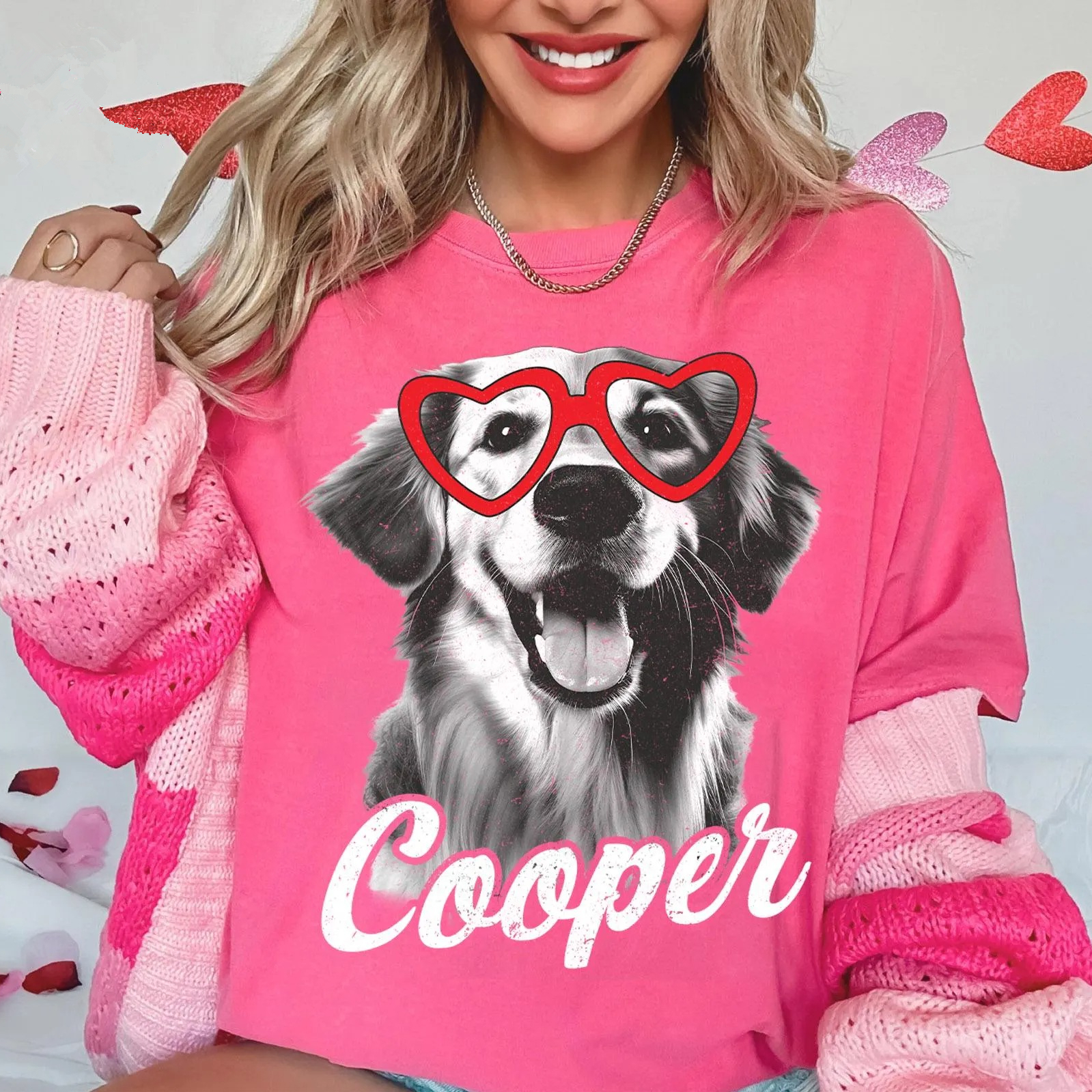 Custom Photo Dog Valentine Shirt, Dog Mom Dog Dad Tee, Valentine Sweatshirt