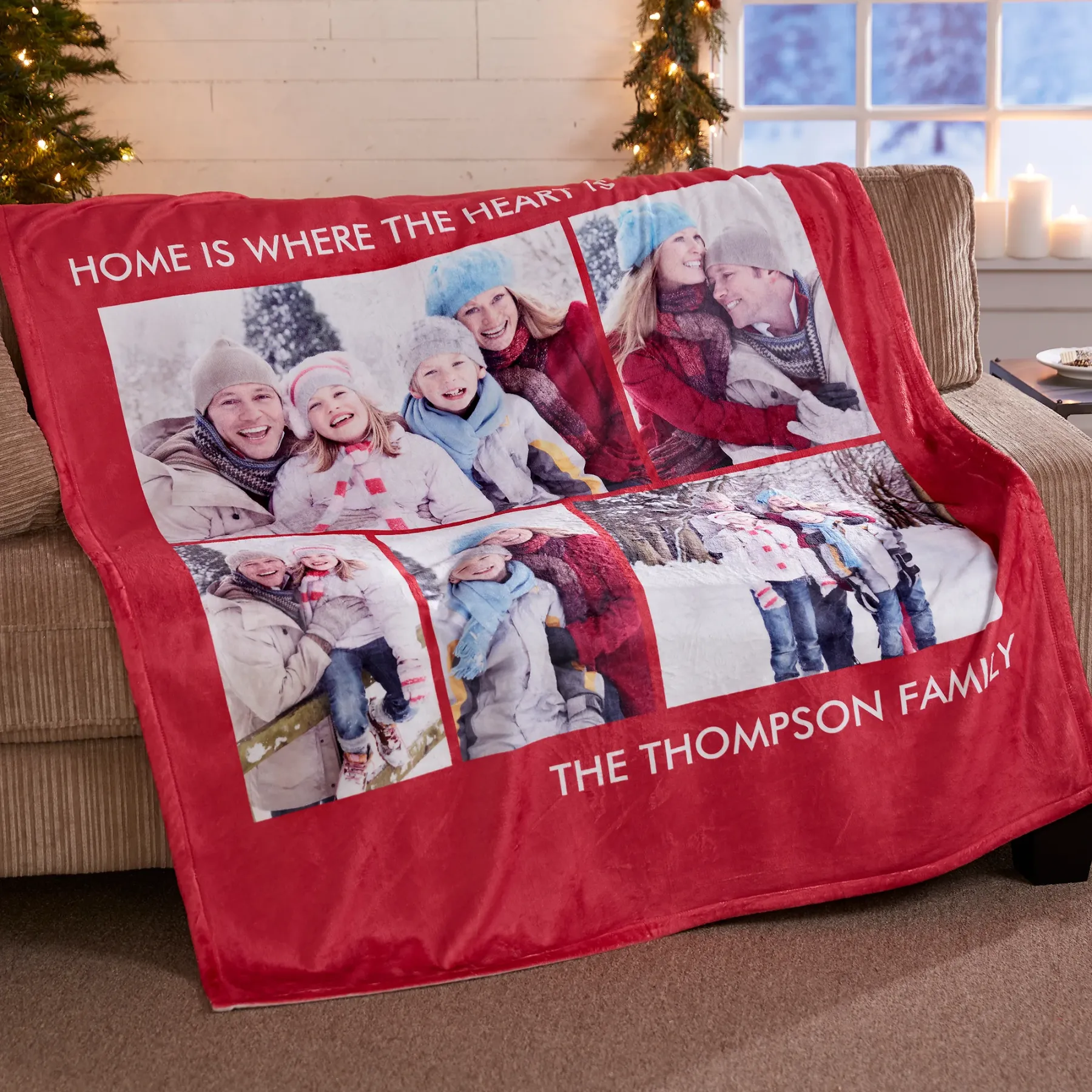 The Warmth of Love 💖 - Personalized Fleece & Sherpa Photo Blanket - Custom 5-Photo Design, Perfect Gift for Lovers & Family