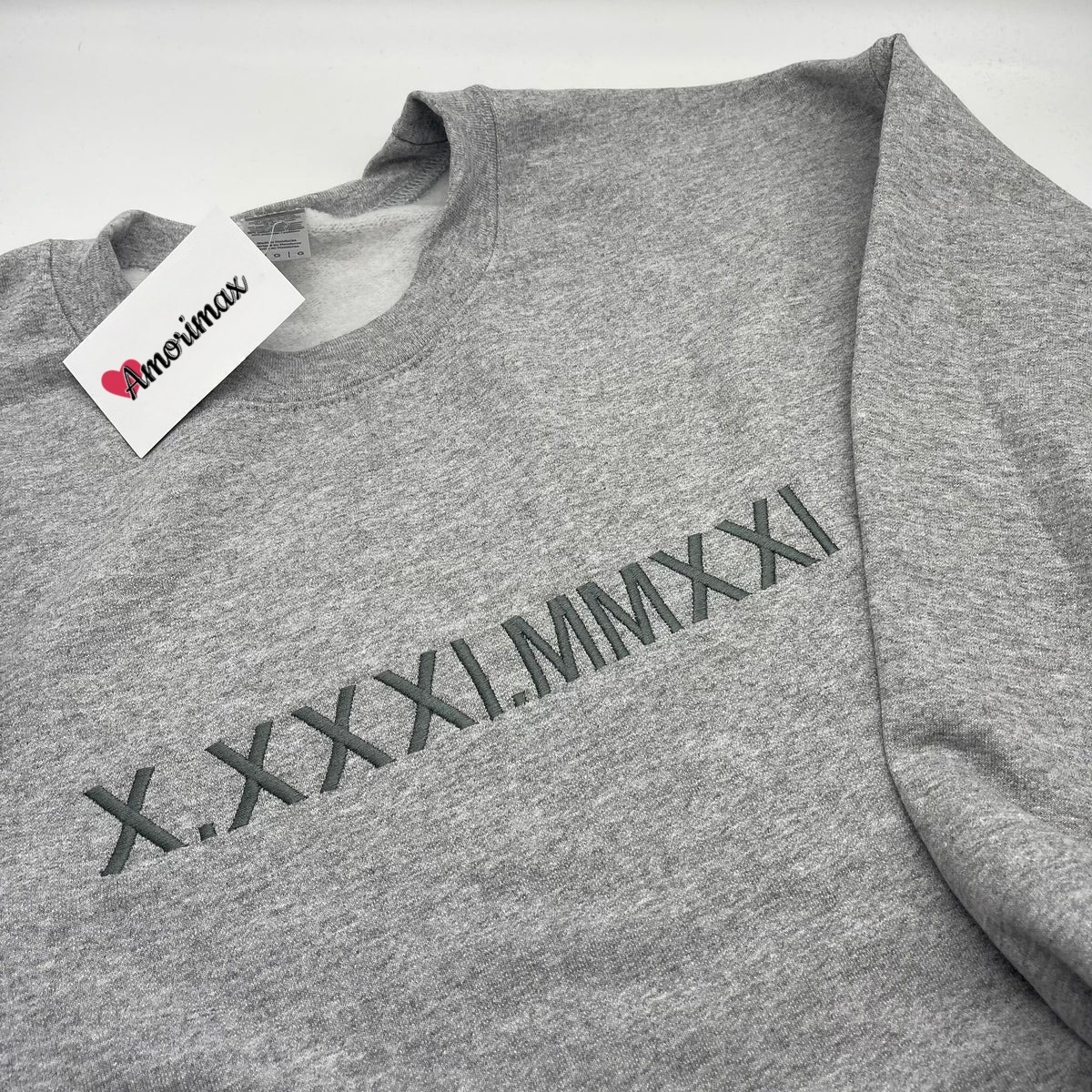 Custom Embroidered Roman Numeral Sweatshirt, Personalized Anniversary Gift for Matching Couples
