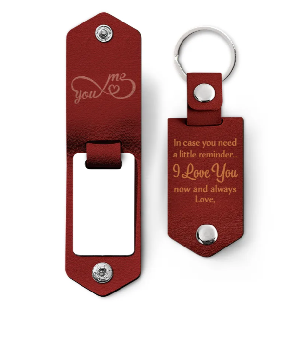 Custom Photo In Case You Need A Little Reminder - Gift For Couples, Husband, Wife - Personalized Leather Photo Keychain-ilovevango