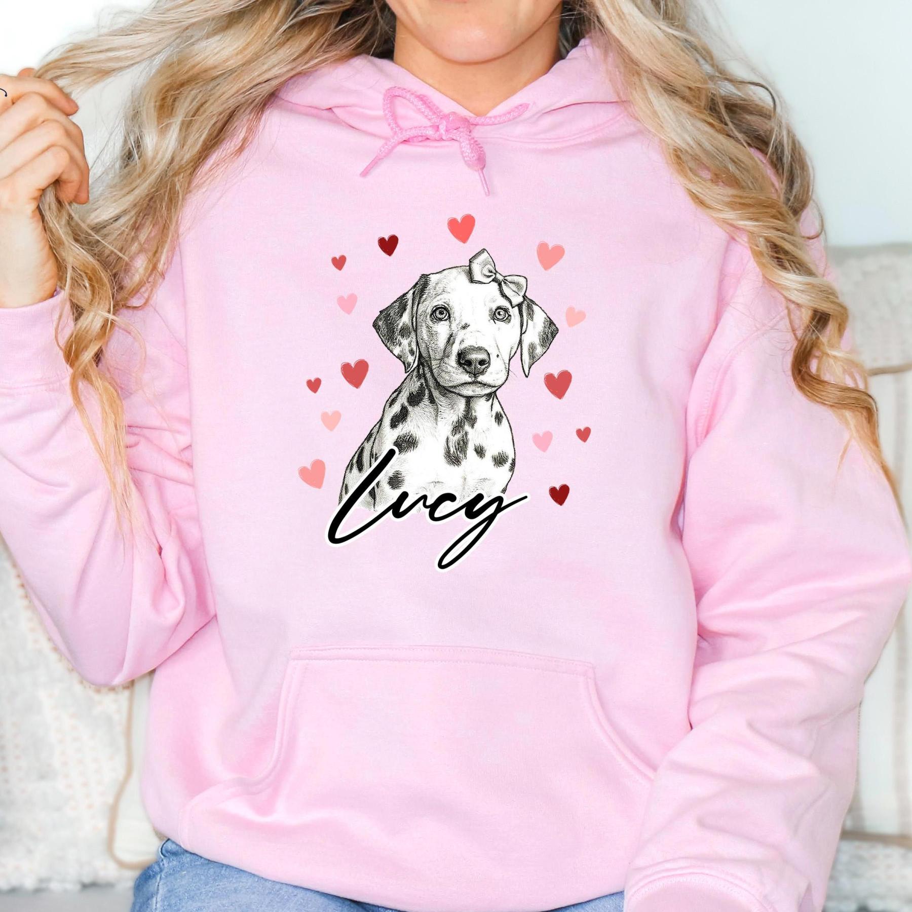 Custom Dog Heart Printed Shirt with Photo, Valentine Dog Sweatshirt Dog Mom Tee