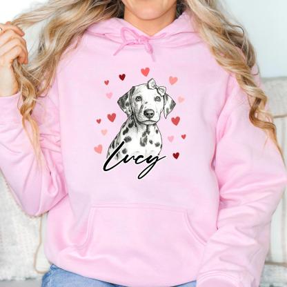 Custom Dog Heart Printed Shirt with Photo, Valentine Dog Sweatshirt Dog Mom Tee