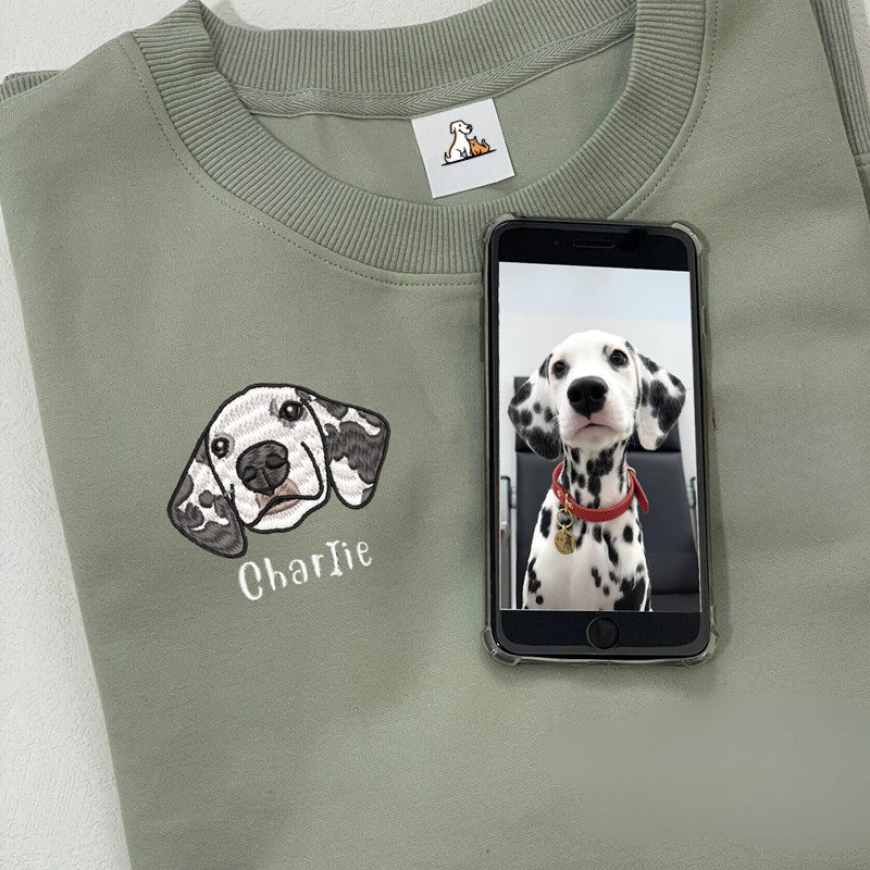 Custom Pet Portrait Shirt, Personalized Embroidered Pet and Name Hoodie Sweatshirt