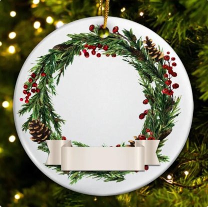 Custom Photo Lovely Pet Face - Christmas Gift For Pet Lovers, Pet Memorial - Personalized Circle Ceramic Ornament-ilovevango