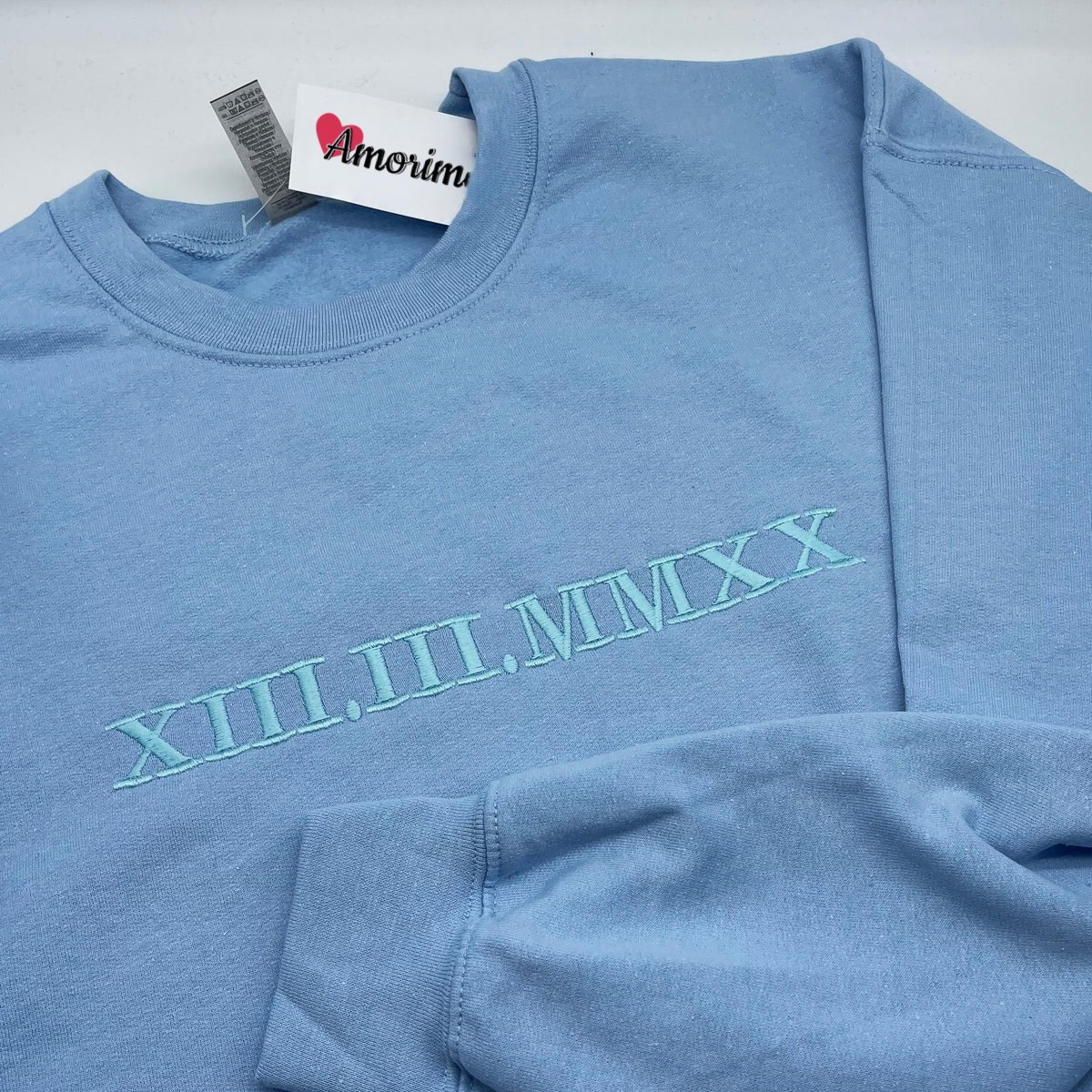 Custom Embroidered Roman Numeral Sweatshirt, Personalized Anniversary Gift for Matching Couples
