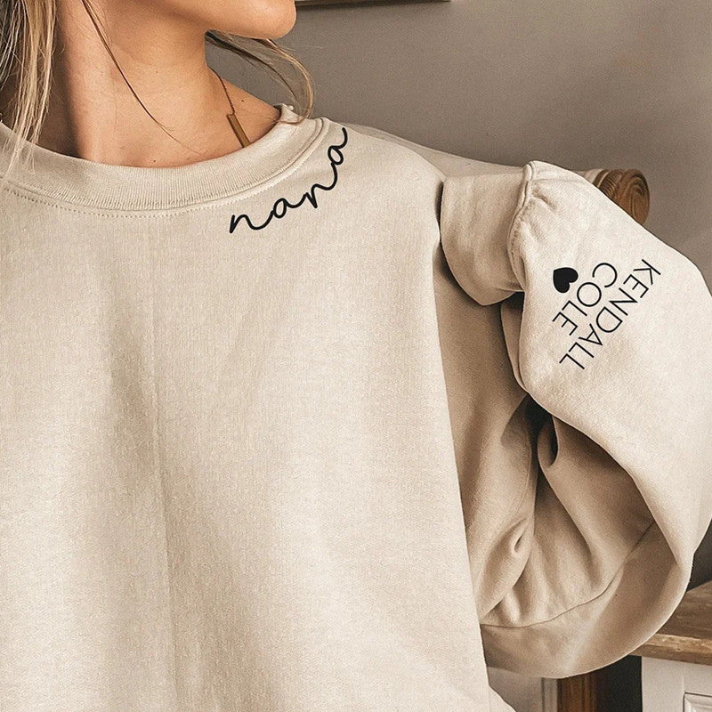 Mama Sweatshirt Custom Neck and Sleeve Design Sweatshirt, Mothers Day, Gift for Mom-ilovevango
