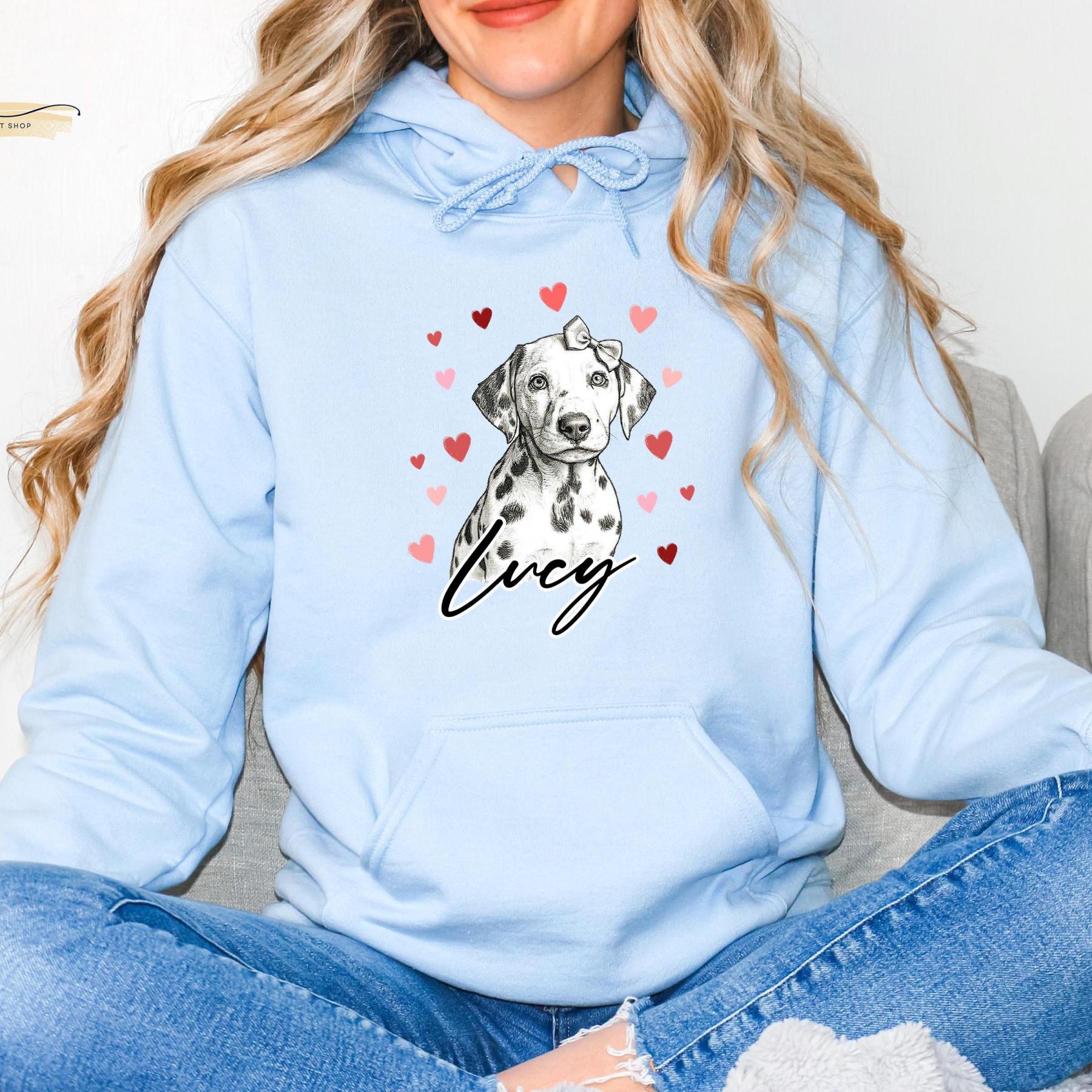 Custom Dog Heart Printed Shirt with Photo, Valentine Dog Sweatshirt Dog Mom Tee