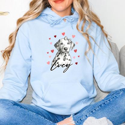 Custom Dog Heart Printed Shirt with Photo, Valentine Dog Sweatshirt Dog Mom Tee