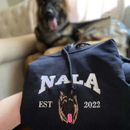 Custom Embroidered Sweatshirt With Pet Portrait and Name