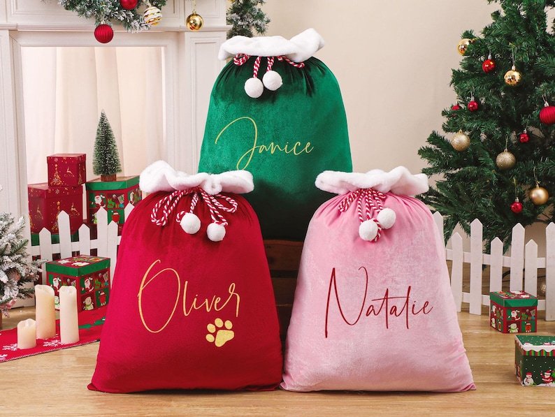 Personalized Large Santa Sack – Custom Christmas Family Bag with Name for Kids