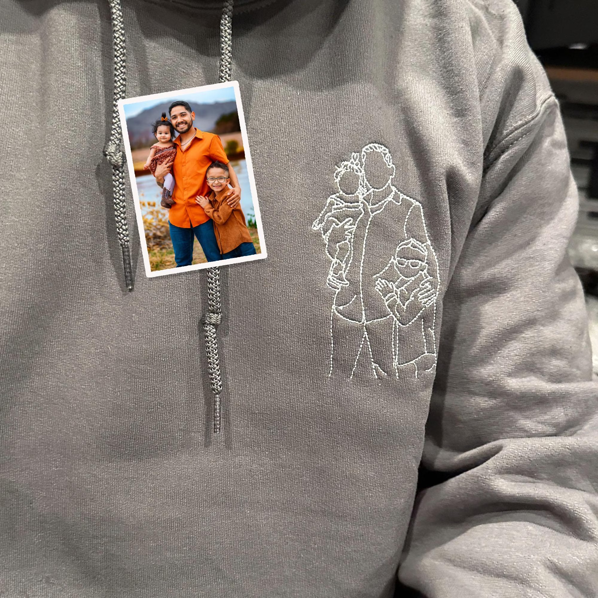 Pamaviva Custom Dad Portrait Outline Embroidered Sweatshirt Personalized Papà Papá Pai Gift