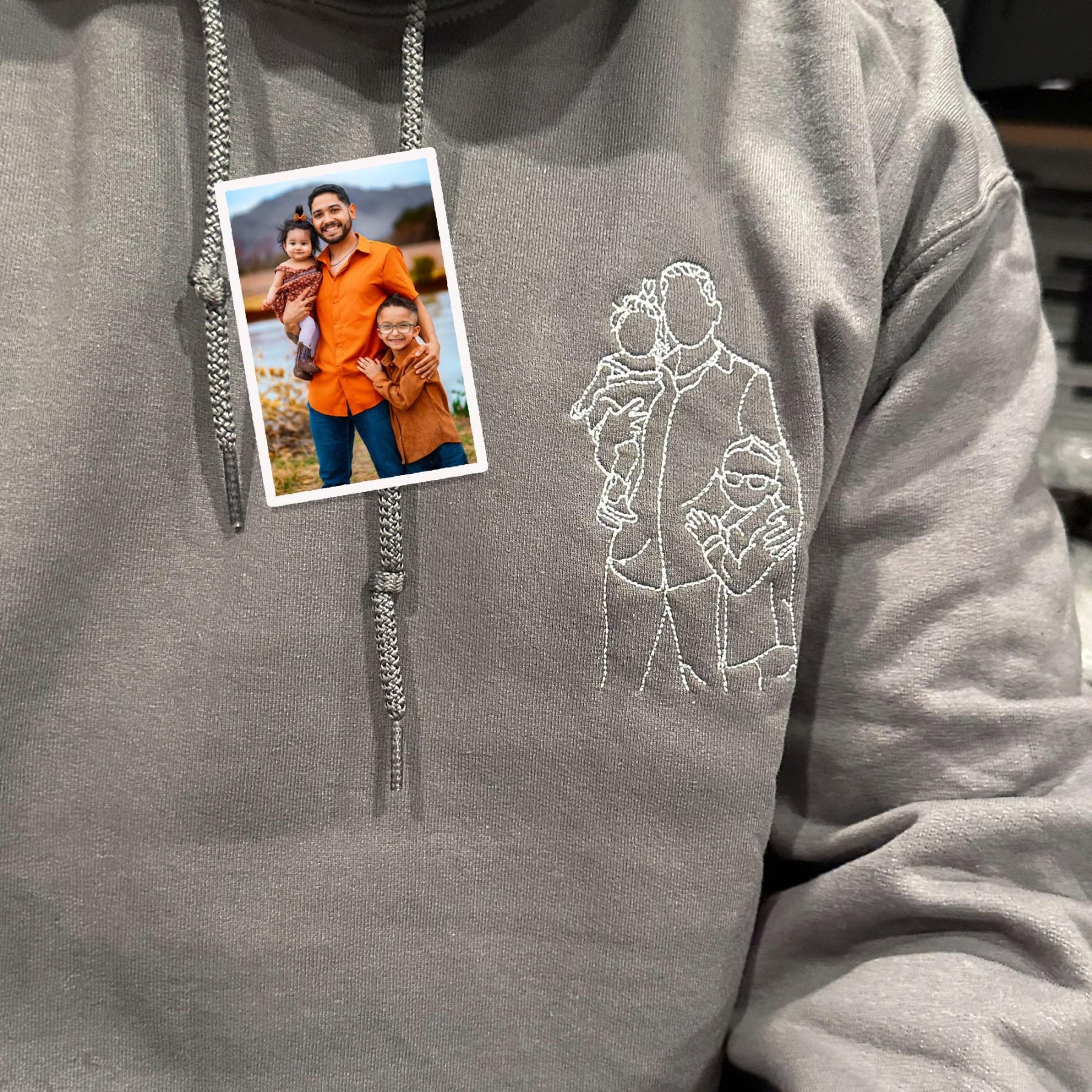 Pamaviva Custom Dad Portrait Outline Embroidered Sweatshirt Personalized Papà Papá Pai Gift
