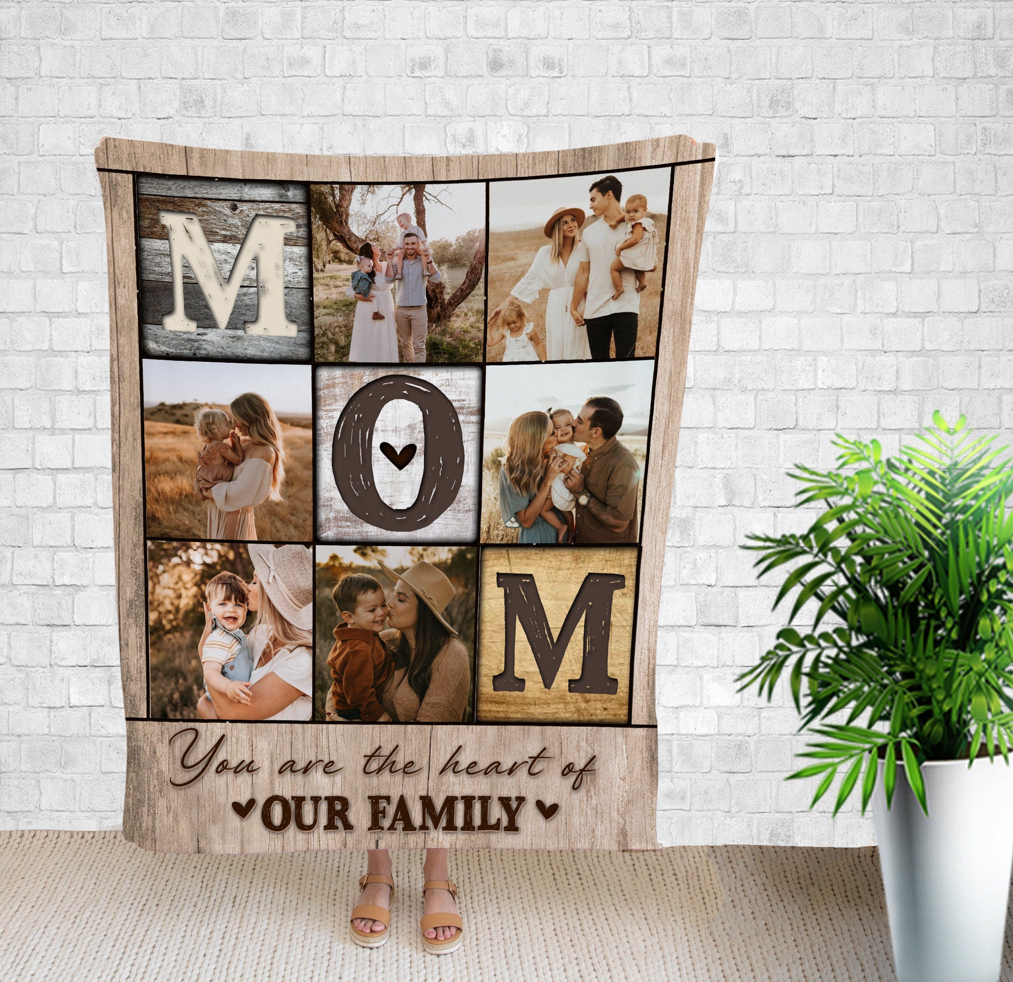 Personalized Photo Blanket Mom Are The Heart Of Our Family Mothers Day Gift Custom Collage Blanket