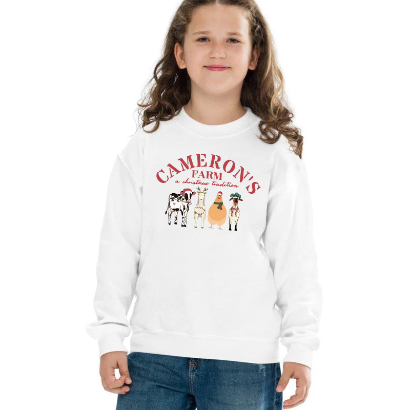 Custom Text and Farm Animals Christmas Sweatshirt – Perfect Holiday Gift for Farm Animal Lovers