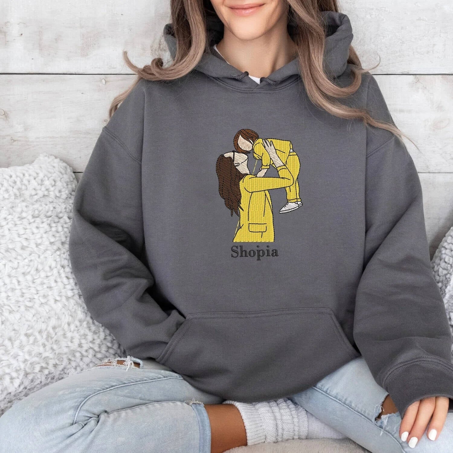 Custom Photo Portrait Embroidered Sweatshirt