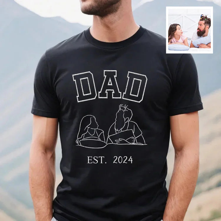 Custom Embroidered Portrait Sweatshirt - Commemorate a Special Year with Personalized Family Art, Perfect Gift for Dad-ilovevango