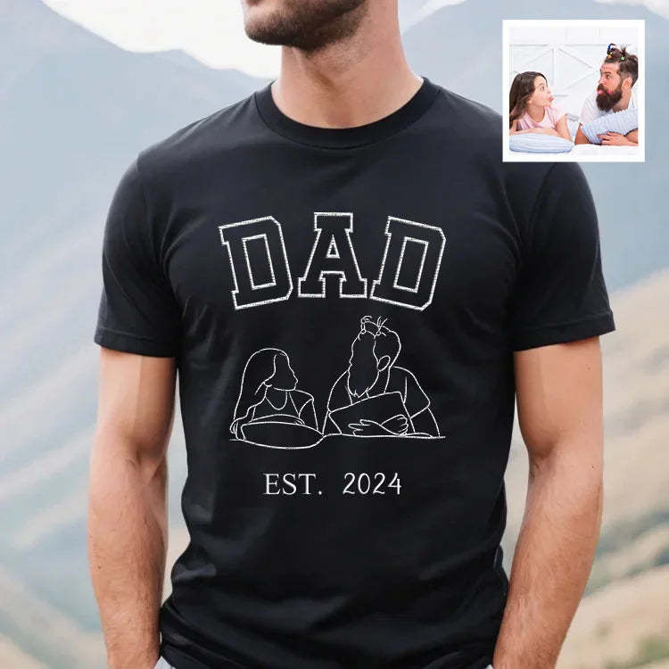 Custom Embroidered Portrait Sweatshirt - Commemorate a Special Year with Personalized Family Art, Perfect Gift for Dad-ilovevango