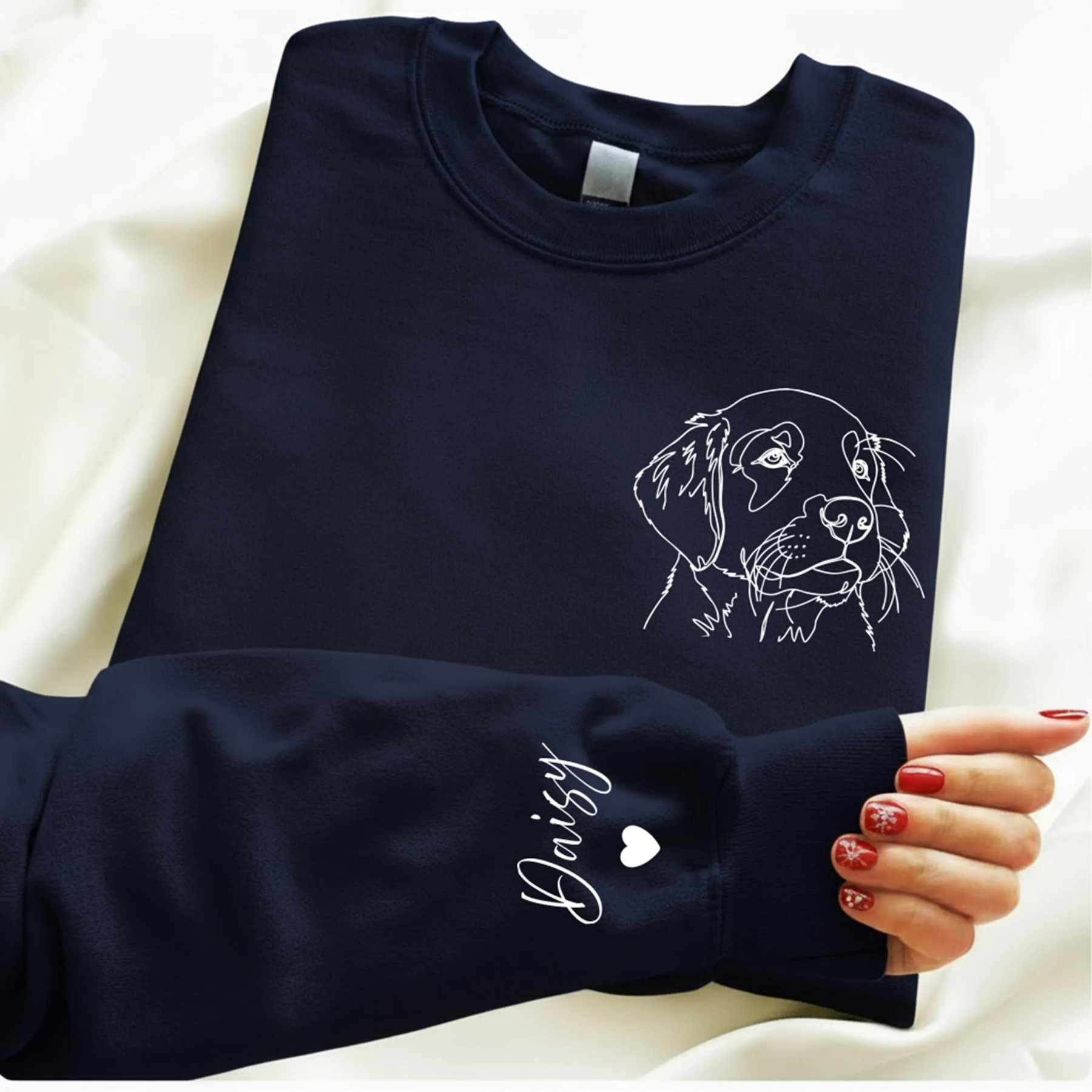 Custom Pet Portrait Printed Sweatshirt, Dog Line Art Hoodie