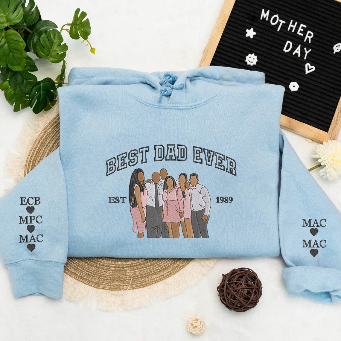 Best Dad Ever Shirt ,Custom Embroidered Portrait From Photo Sweatshirt,Dad Portrait Hoodie