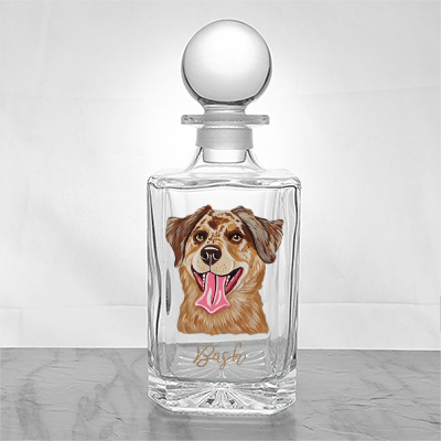 Personalized Hand Painted Pet Portrait Whiskey Bottles