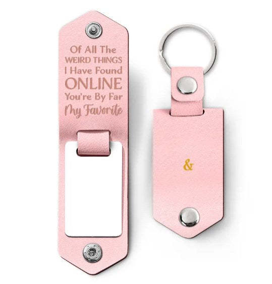 Custom Photo You Are My Favorite - Gift For Couples - Personalized Leather Photo Keychain