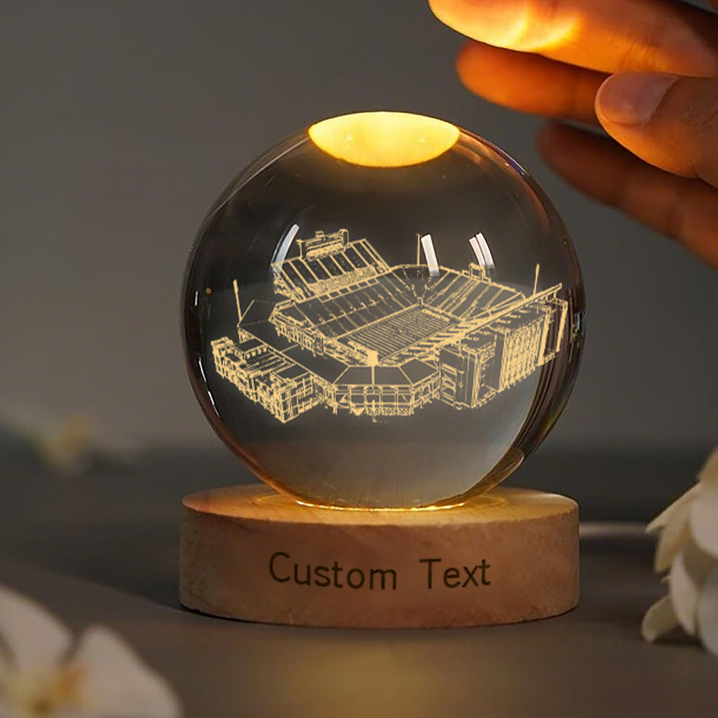 Oklahoma Memorial Stadium 3D Spherical Crystal Lamp