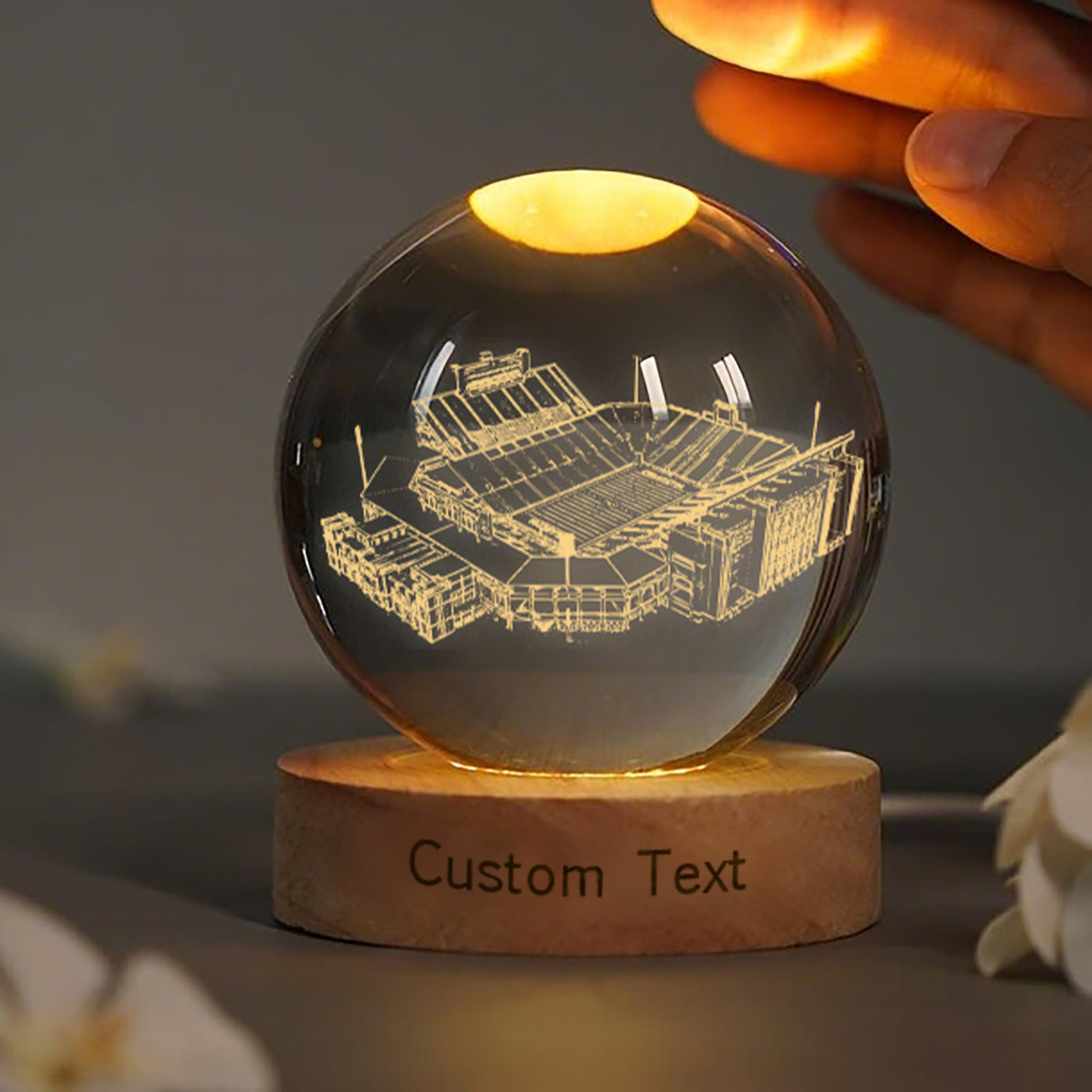 Oklahoma Memorial Stadium 3D Spherical Crystal Lamp