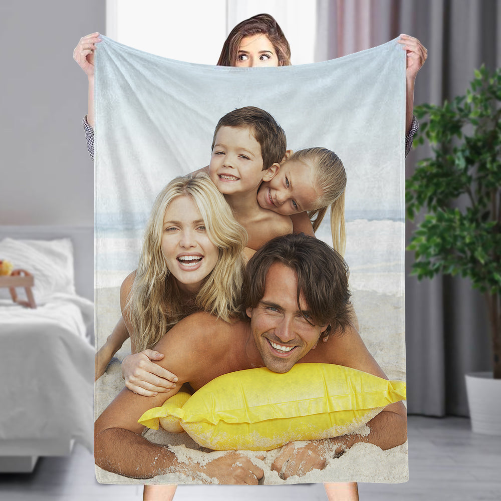 Custom 1 Photo Fleece Blankets for Couple Newlyweds-ilovevango