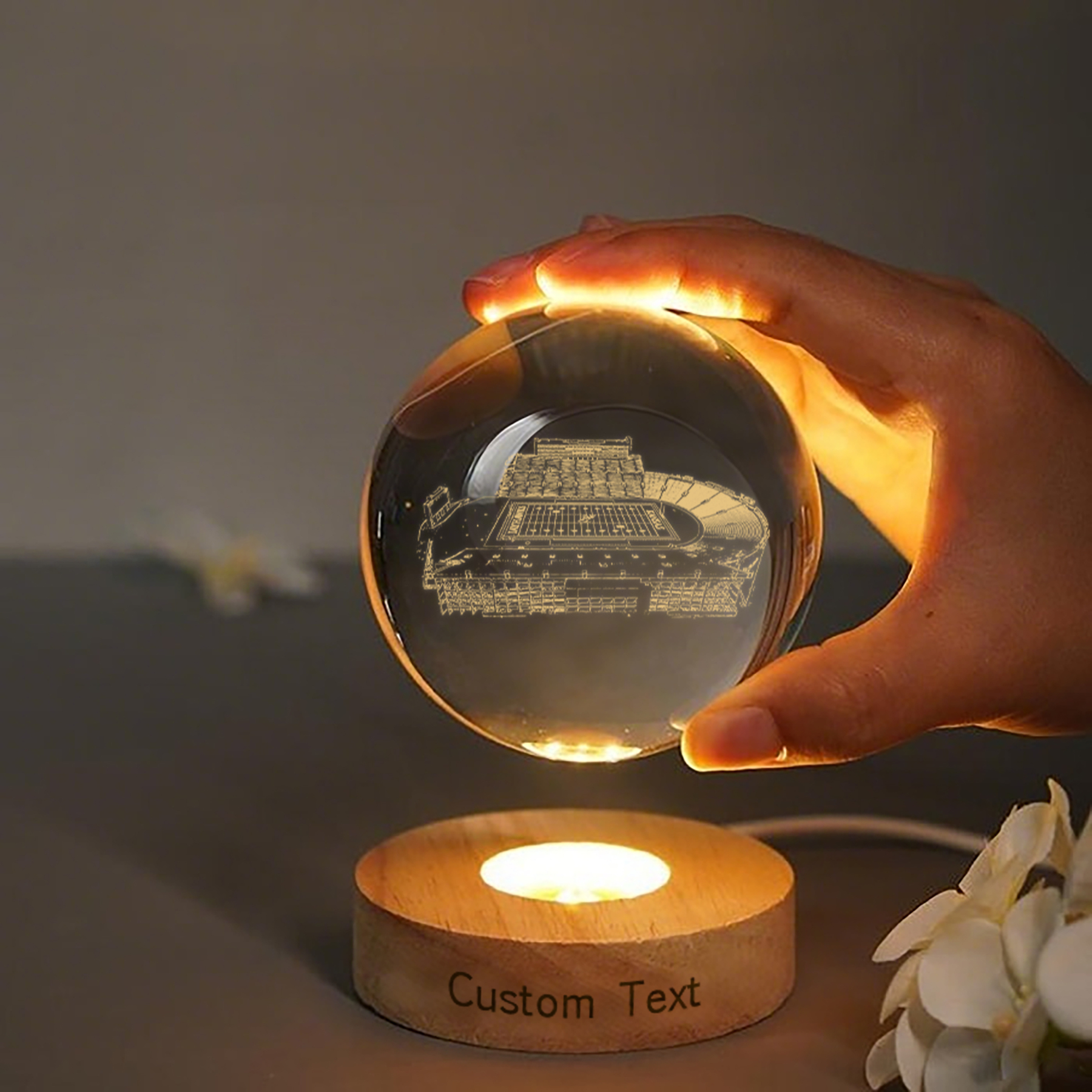 David Booth Kansas Memorial Stadium 3D Spherical Crystal Lamp