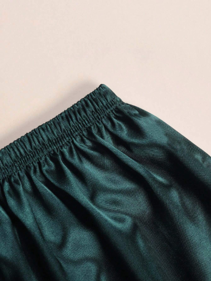 Custom Mommy Print Women Pajamas Sleepwear Ice Silk Short Sleeve Top And Shorts, Personalized Ice Silk Pajama Set Comfortable, Mothers Day Gift-ilovevango