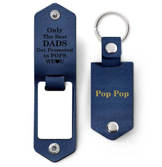 Custom Photo Only The Best Dad - Gift For Grandpa - Personalized Leather Photo Keychain
