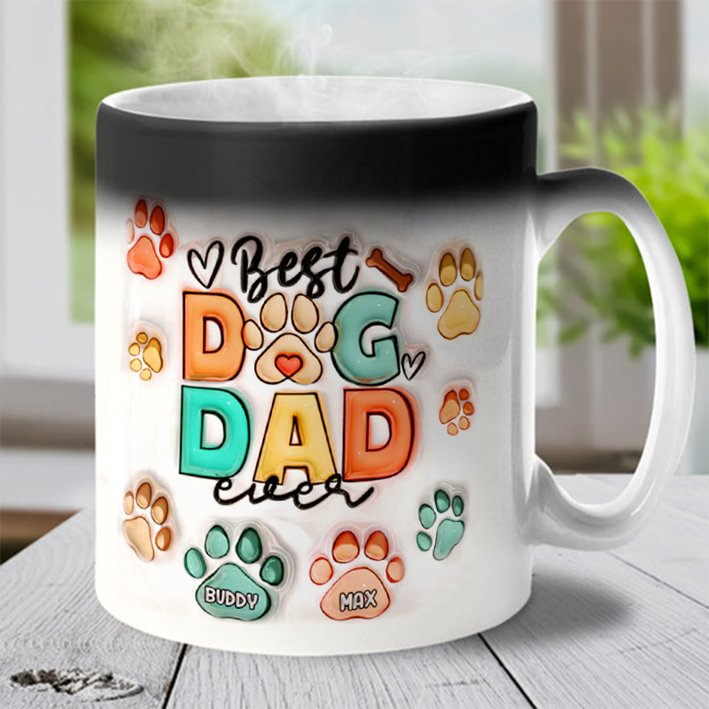 Best Dog Dad Ever -Custom Color Changing Mug, Custom 3d Inflated Effect Printed Mug - Gift For Pet Owners, Pet Lovers-ilovevango