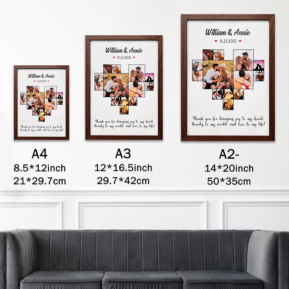 Custom Heart Photo Frame with Name And Date For Love Couple Gift