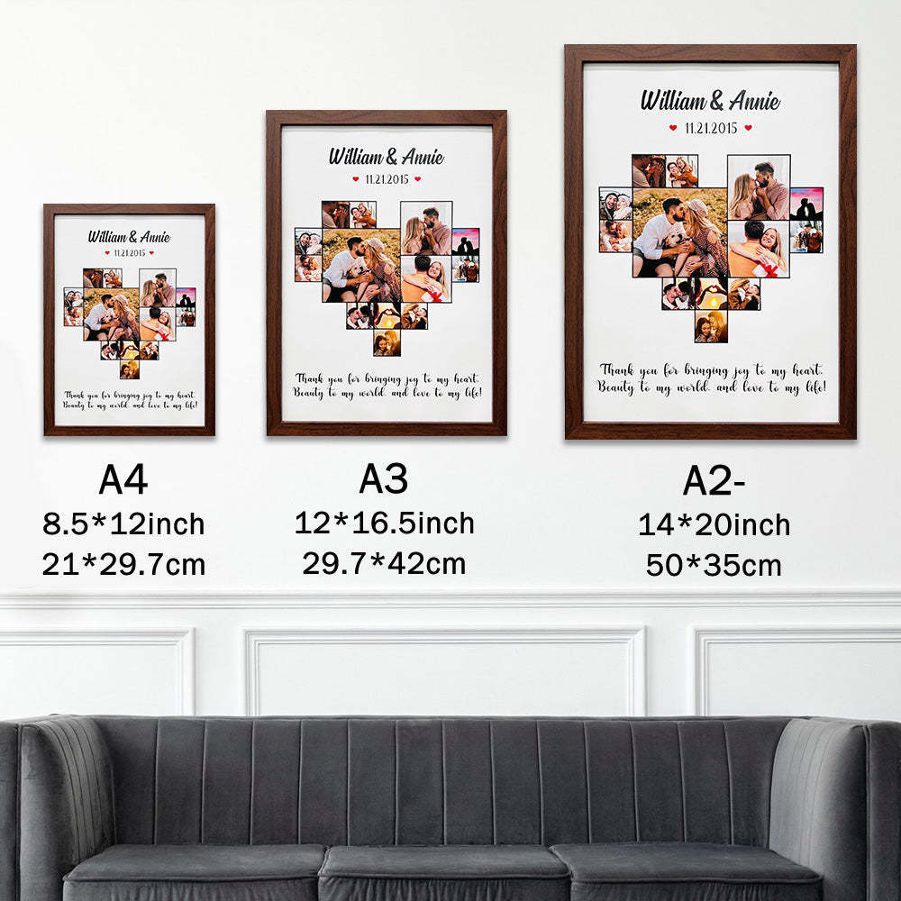 Custom Heart Photo Frame with Name And Date For Love Couple Gift