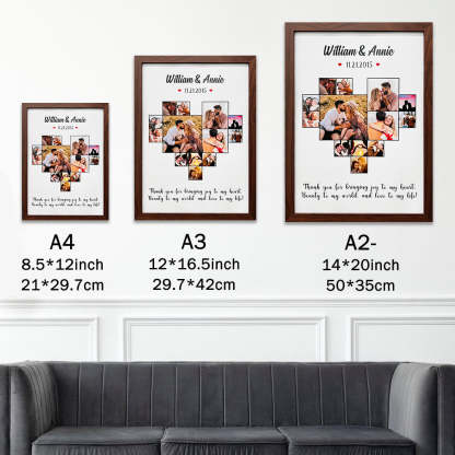 Custom Heart Photo Frame with Name And Date For Love Couple Gift