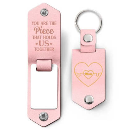 Custom Photo You Are The Piece Hold Us Together - Gift For Mom, Mother - Personalized Leather Photo Keychain-ilovevango