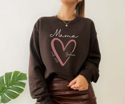 Mama Sweatshirt, Personalized Sweatshirt, Mama Est Sweatshirt, Mama Sweatshirt With Kid Name, Mama Sweatshirt With Names-ilovevango