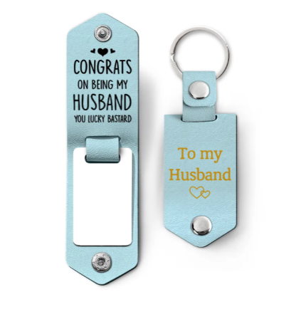 Custom Photo Congrats On Being My Husband - Anniversary Gift For Spouse, Lover, Couple - Personalized Leather Photo Keychain-ilovevango