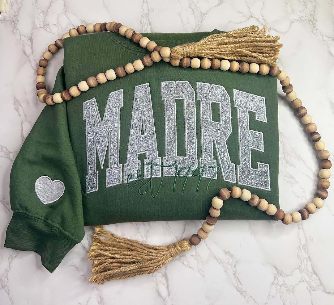 Custom Mom &Mama Glitter Applique Embroidered T-shirt &Sweatshirt