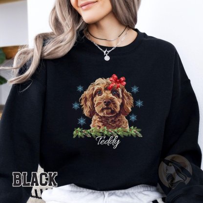 Personalized Pet Photo & Name Christmas Sweatshirt – Dog Cat Xmas Shirt